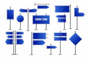 Free vector road blue signs set