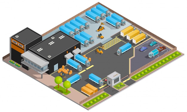 Road Cargo Transportation Isometric illustration