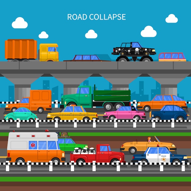 Free vector road collapse background