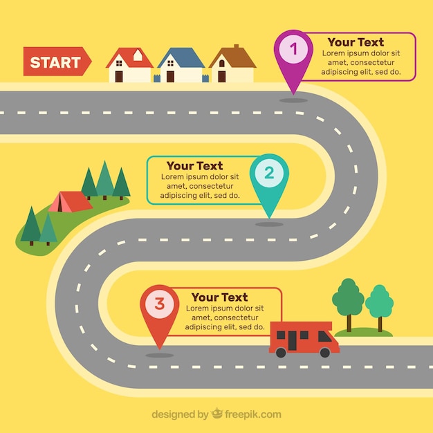 Free vector road concept for infographic timeline