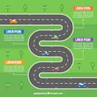 Free vector road map with pointers in flat style