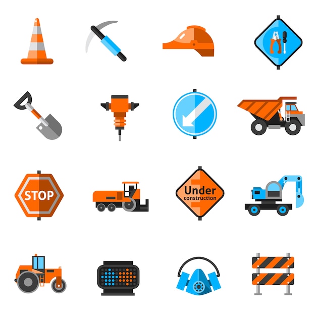 Free vector road repair icons