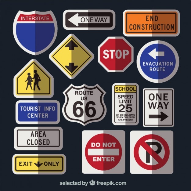 Бесплатное векторное изображение Коллекция дорожные знаки