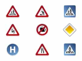 Бесплатное векторное изображение Коллекция значков дорожных знаков