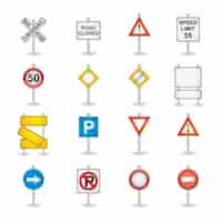 Free vector road sings icon collection