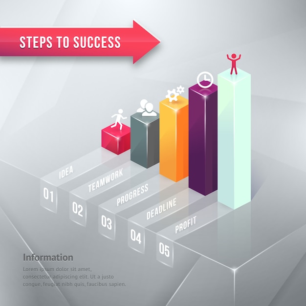 Road to success colored business chart infographic element  isolated