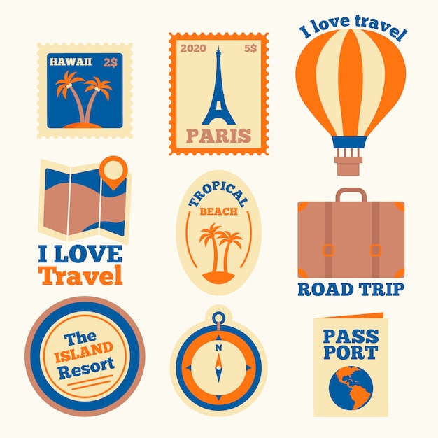 Road trip around the world stickers collection