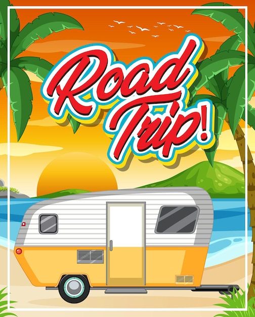 Road trip summer vacation poster concept