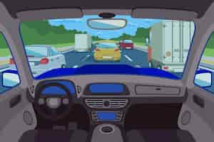 Free vector road viewed inside automobile