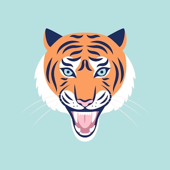 Roaring tiger head. color trendy vector illustration. tiger year 2022