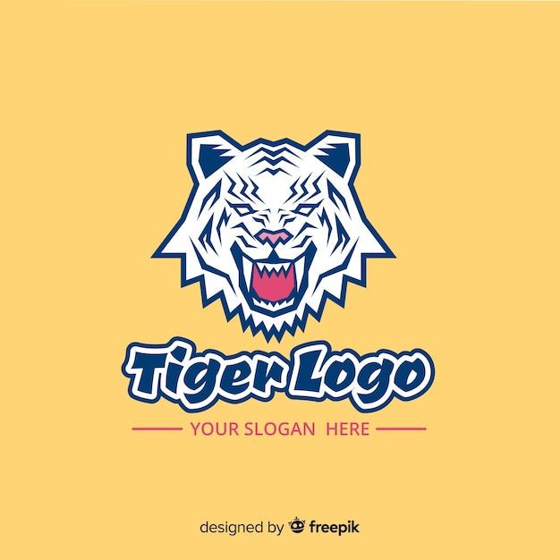 Vettore gratuito modello logo ruggente della tigre