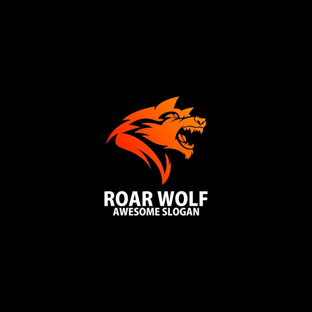 Free vector roaring wolf logo design gradient color