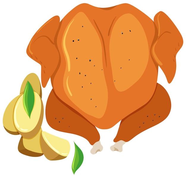 Бесплатное векторное изображение Жареный цыпленок и картофель на гриле