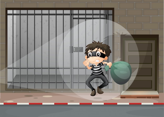 Free vector robber escaping out of the prison