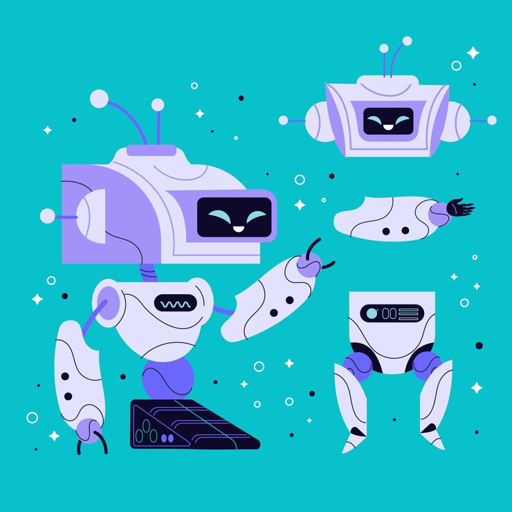 Free Vector robot character constructor set illustration