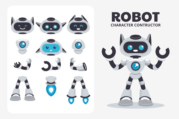ロボット キャラクター コンストラクター セット イラスト