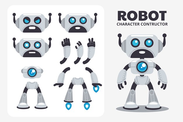 Robot character constructor set illustration