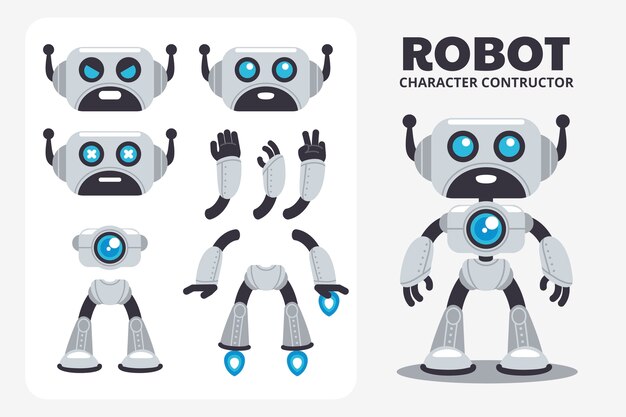 robot character constructor set illustration