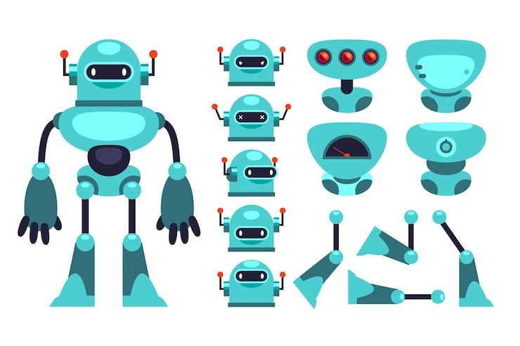 Free Vector robot character constructor set illustration