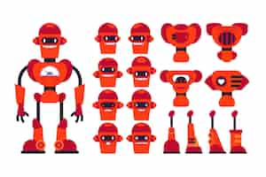 Free vector robot character constructor set illustration