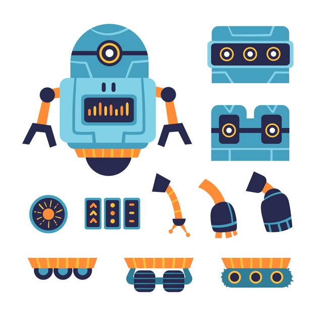 robot character constructor set illustration