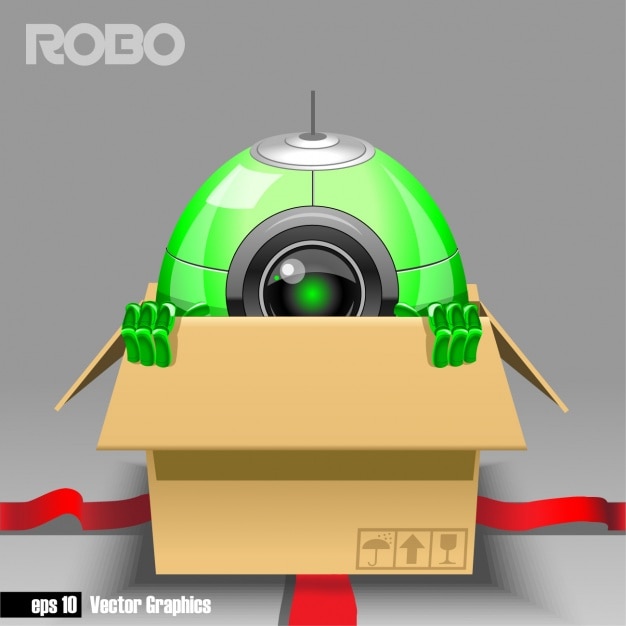 Free vector robot in a gift box