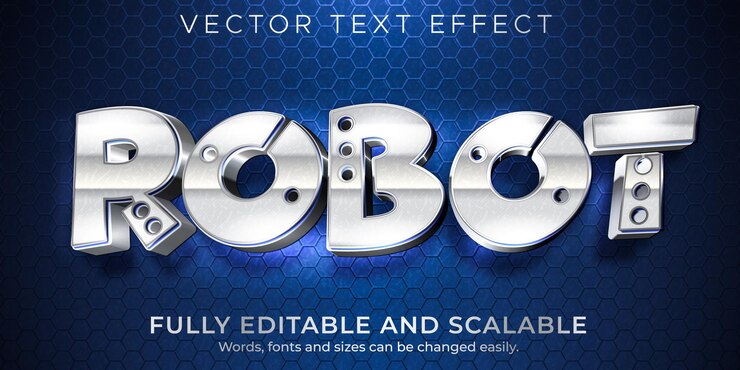 Free Vector robot metallic text effect