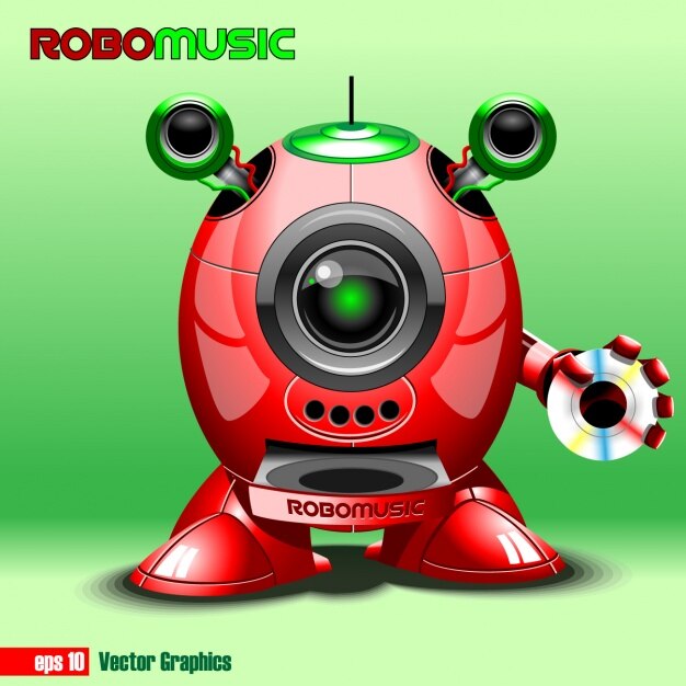 Vettore gratuito robot con un cd musicale