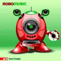 Free vector robot with a music cd