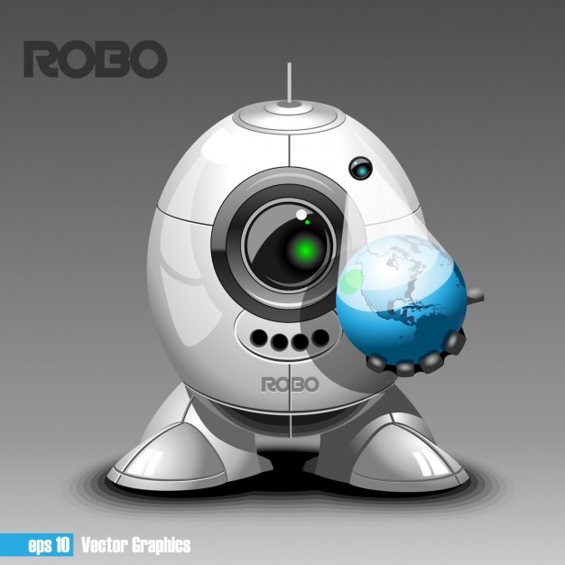 Free Vector robot with a planet