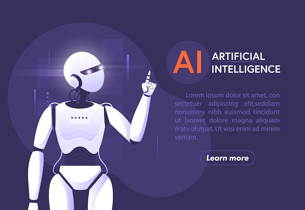 Free vector robotic artificial intelligence technology smart lerning from bigdata banner