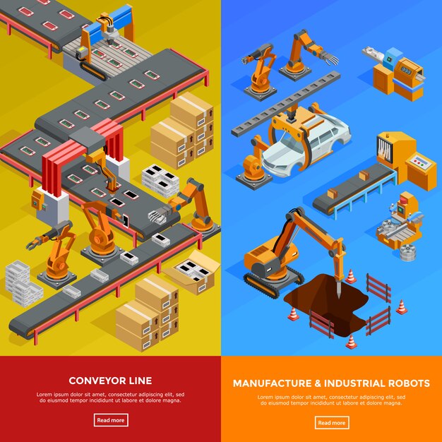 Robotic Conveyor Line Isometric Banners 