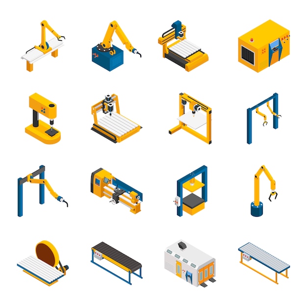 Robotic Machinery Icons Set