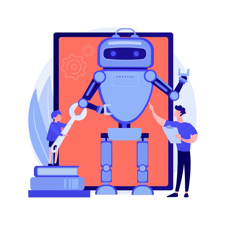 Free Vector robotic mechanical hand. engineering cybernetic arm. electronic machine, control system, industrial technology. technician with construction. vector isolated concept metaphor illustration.