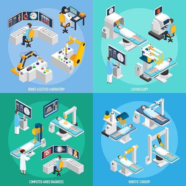 Free vector robotic surgery isometric design concept