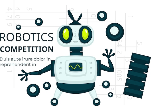 Robotics competition, display of androids vector