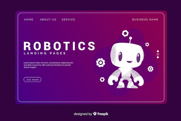 Free Vector robotics technology landing page template