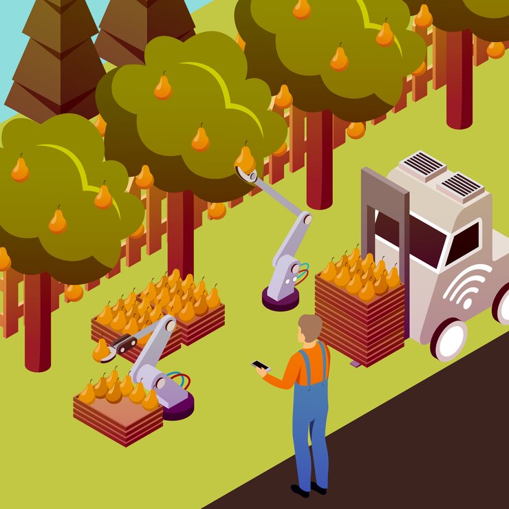 Free Vector robotised fruit illustration