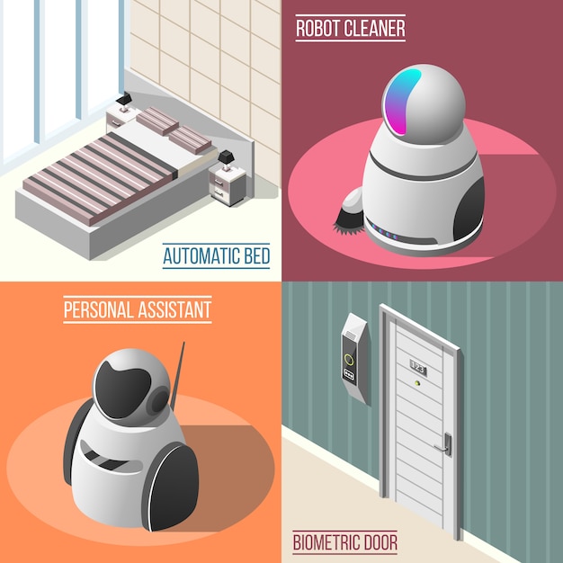 Free vector robotized hotels concept illustration