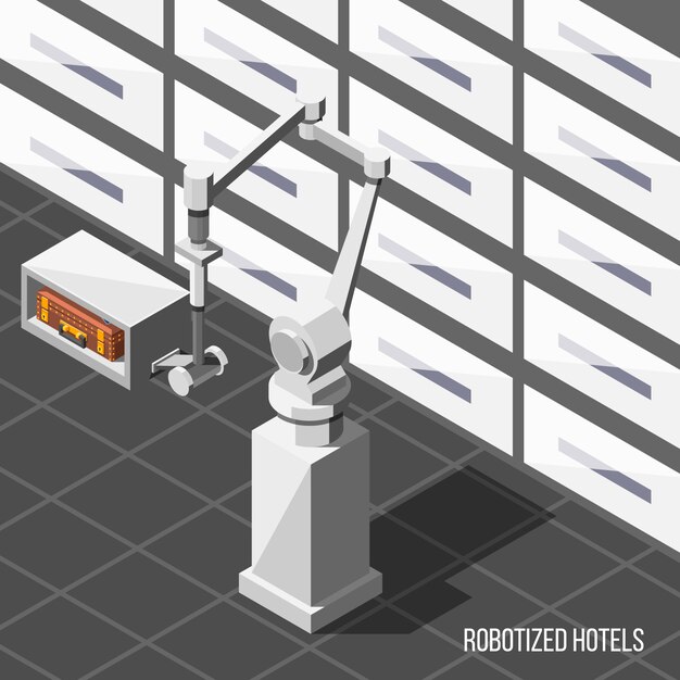 Robotized Hotels Isometric Background