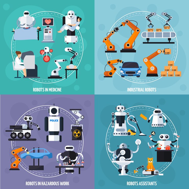 Free Vector robots concept icons set 
