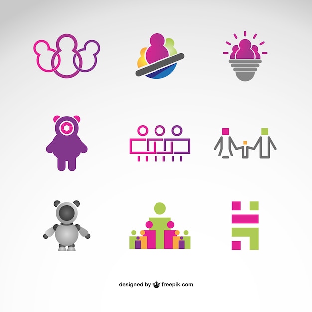 Free Vector robots and people logo set