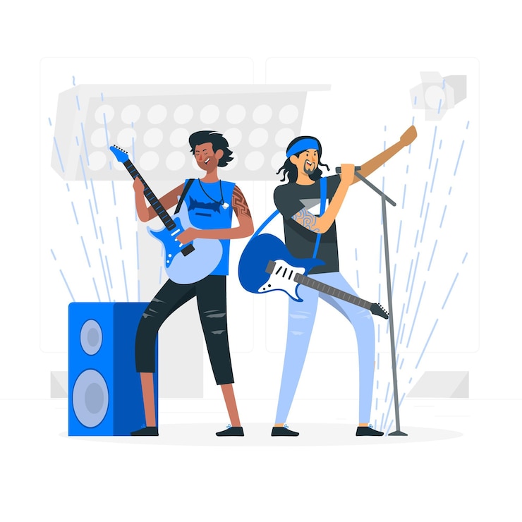 Free Vector rock band concept illustration