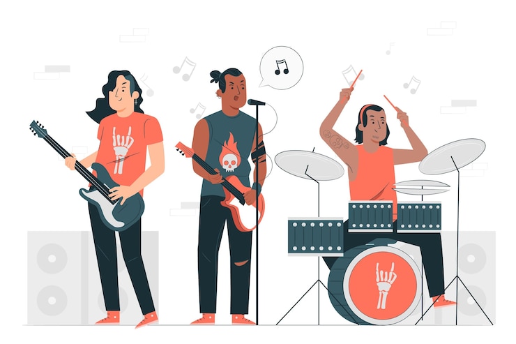 Free Vector rock band concept illustration