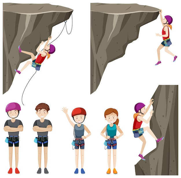 Free vector rock climbing adventure vector set