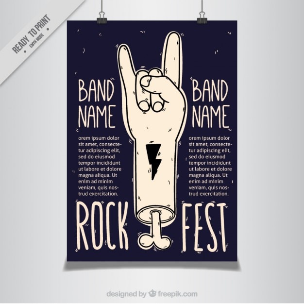 Free vector rock festival flyer