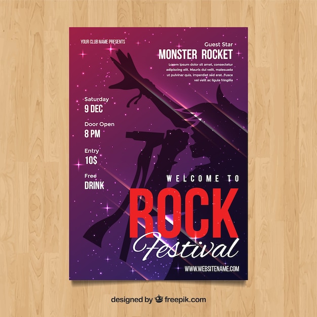 Vettore gratuito manifesto del festival rock in stile astratto