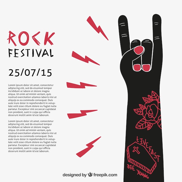 Free vector rock festival poster template