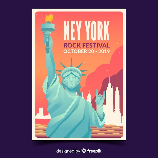 Free vector rock festival poster with gradient illustration