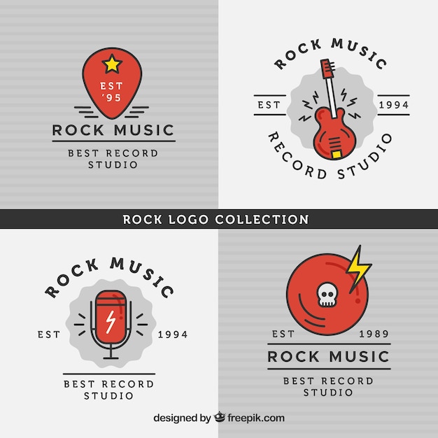 Free vector rock logo collection with flat design